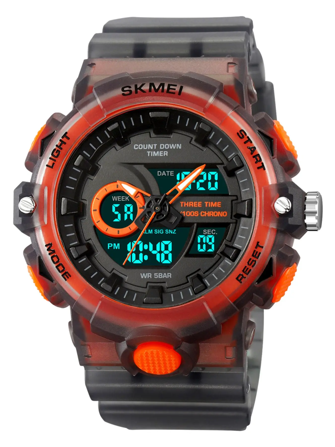 Skmei Men's Fashion Sporty Digital Watch, Dual Display Analog-Digital, Alarm, World Time, Stopwatch, Countdown, Casual Style, Gift Box Included
