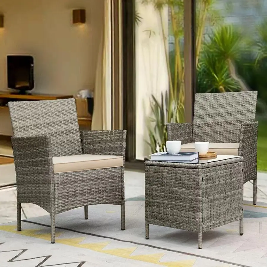3 Piece Rattan Seating Group With Cushions