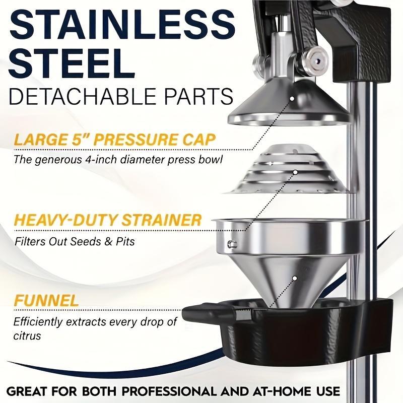 Manual Stainless Steel Juicer, 90% Juice Extraction, Gravity-Driven Hand Juicer for Oranges, Lemons, Grapefruits, Easy to Use, No Electricity Needed, Quick Juicing, Durable, Easy to Clean, Ideal for Home, Restaurant, and Breakfast Shop, Fresh Juice