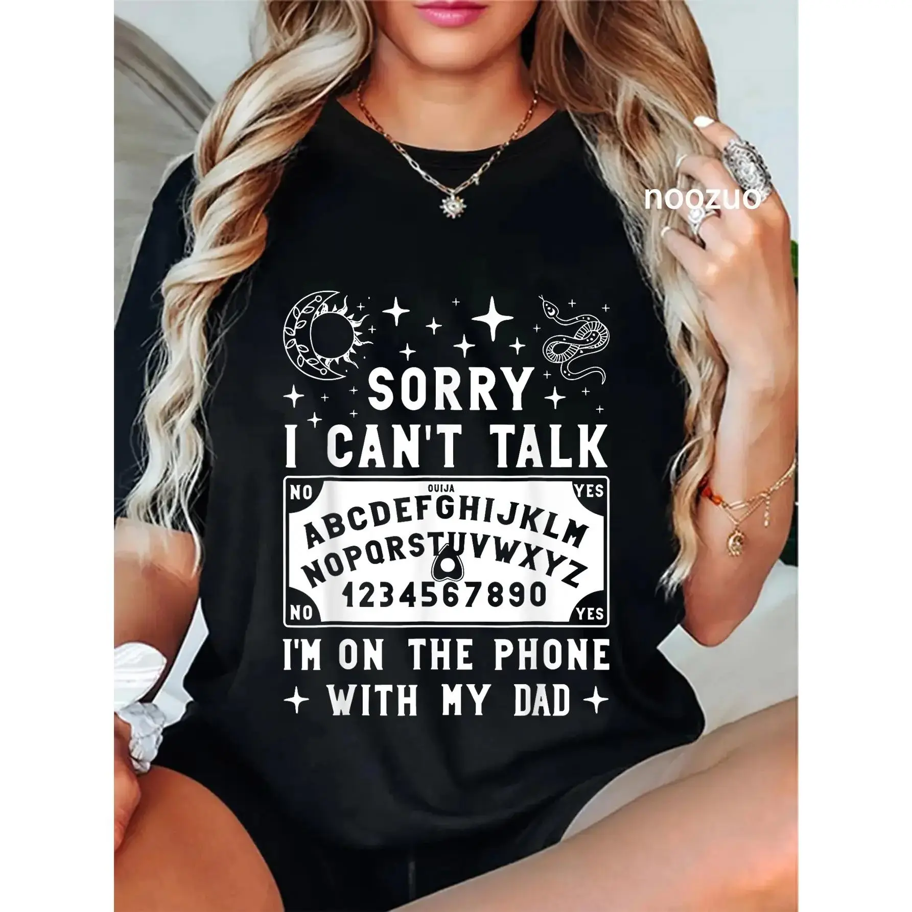 Unisex Graphic T-shirt in , "Talking To My Dead Dad" Sarcastic Humor Print, Casual Streetwear with a Round Neck for Everyday Wear, Tshirt, Wide Range Of Sizes