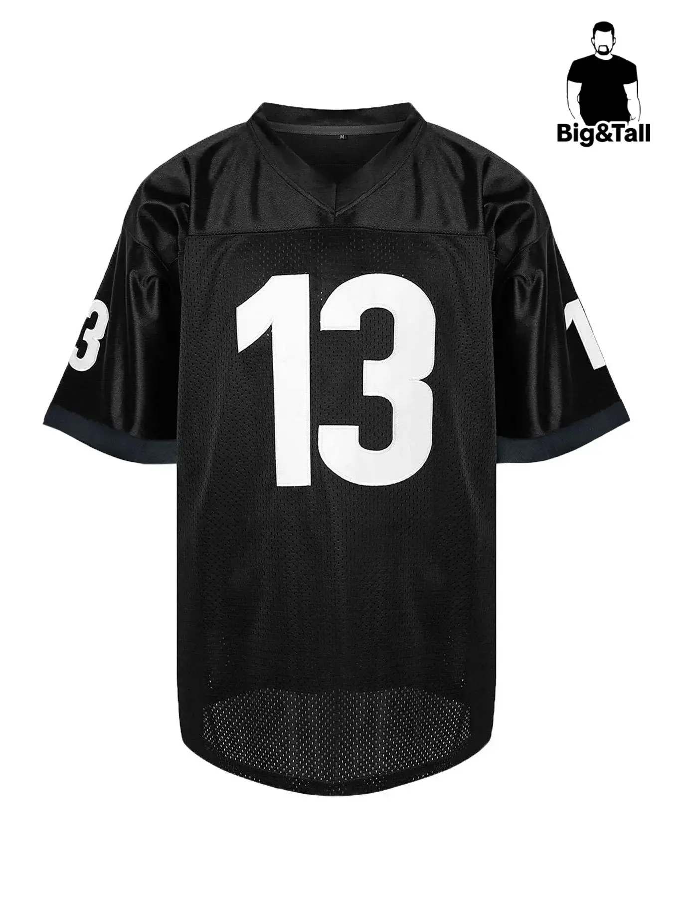 [Plus Size] Men's Letter & Number Embroidery V Neck Sports Tee, Jersey Tee, Streetwear Sport Top, Sport Top, Sports Tops, Loose Breathable Classic Retro Shirts for Adults Soccer Uniform Suitable for Street Wear, Sports Clothing
