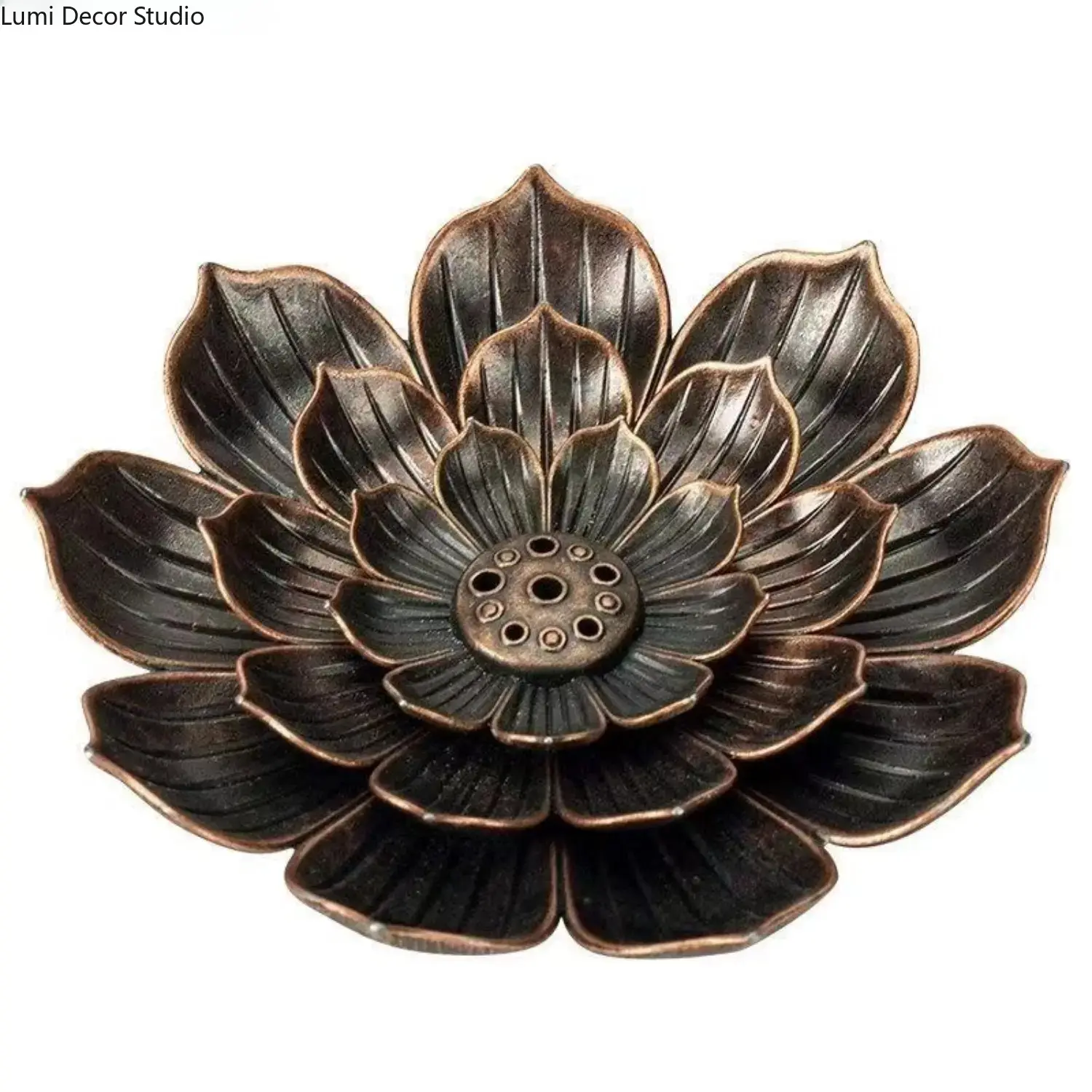 Brass Lotus-Style Incense Stick Holder with Detachable Metal Ash Catcher Plate, Ideal for Feng Shui Meditation Yoga Scenarios, Home Office Decor Aromatherapy Gift Set