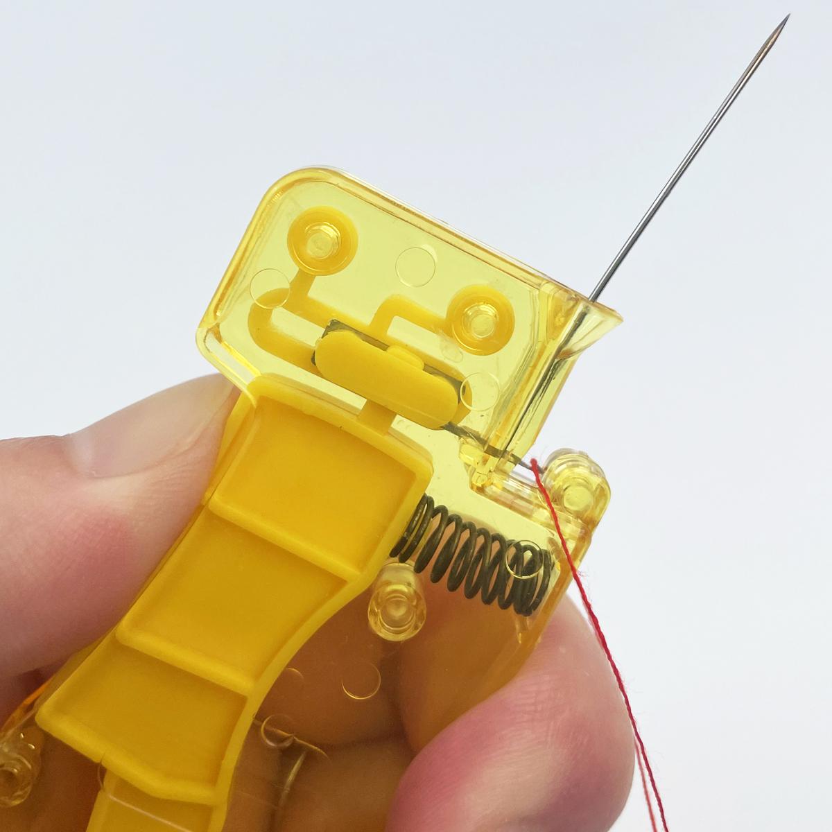 Yellow Automatic Needle Threader for Hand Sewing, Simple Threading Tool for Older Adults and Housewives