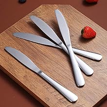 Dinner Knives Set Of 6, Stainless Steel Shiny Mirror Dinner Knife, Butter Knife Spreader Table Knives Sturdy And Dishwasher Safe Birthday