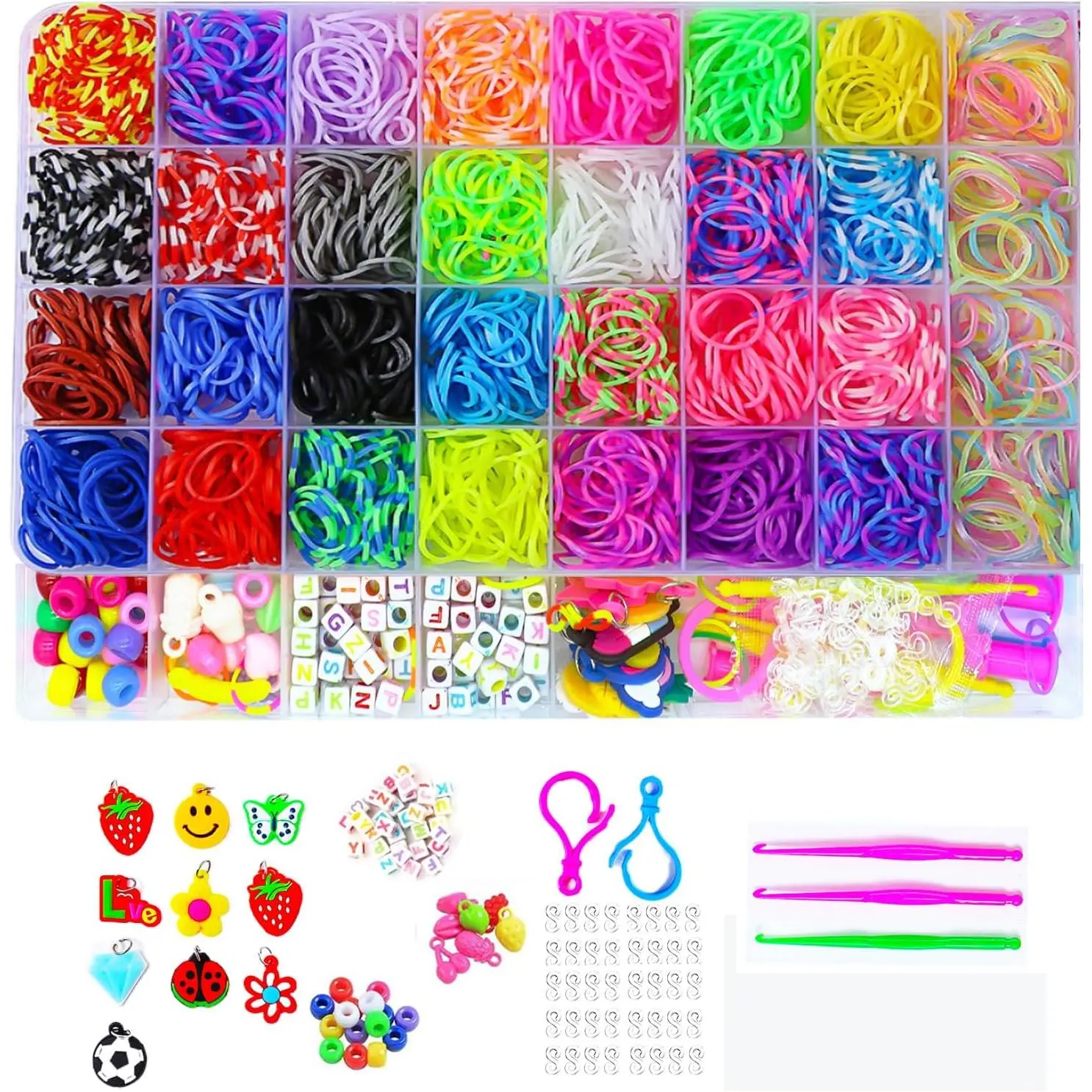 2500+ Rubber Band Loom Bracelet Kit,Loom Bracelet Making kit, Gifts for Birthday and Christmas with, Rubber Band Refill Kit for