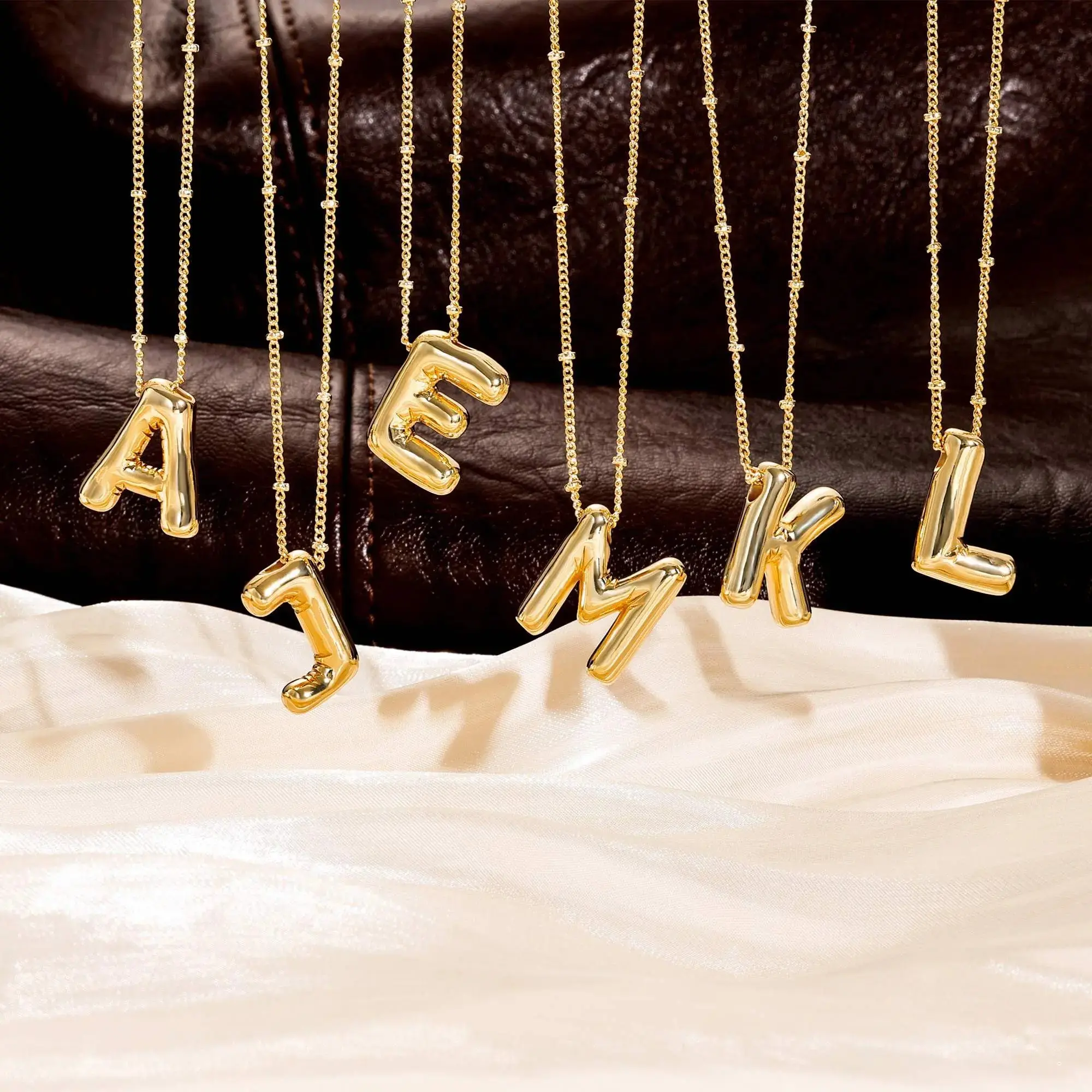 Bubble Letter Necklace Gold for Women Trendy Dainty initial Layered Gold Initial Choker Pendant Necklaces for Women Personalised Winterfashion Gift,Best Gift For Mother' s Day