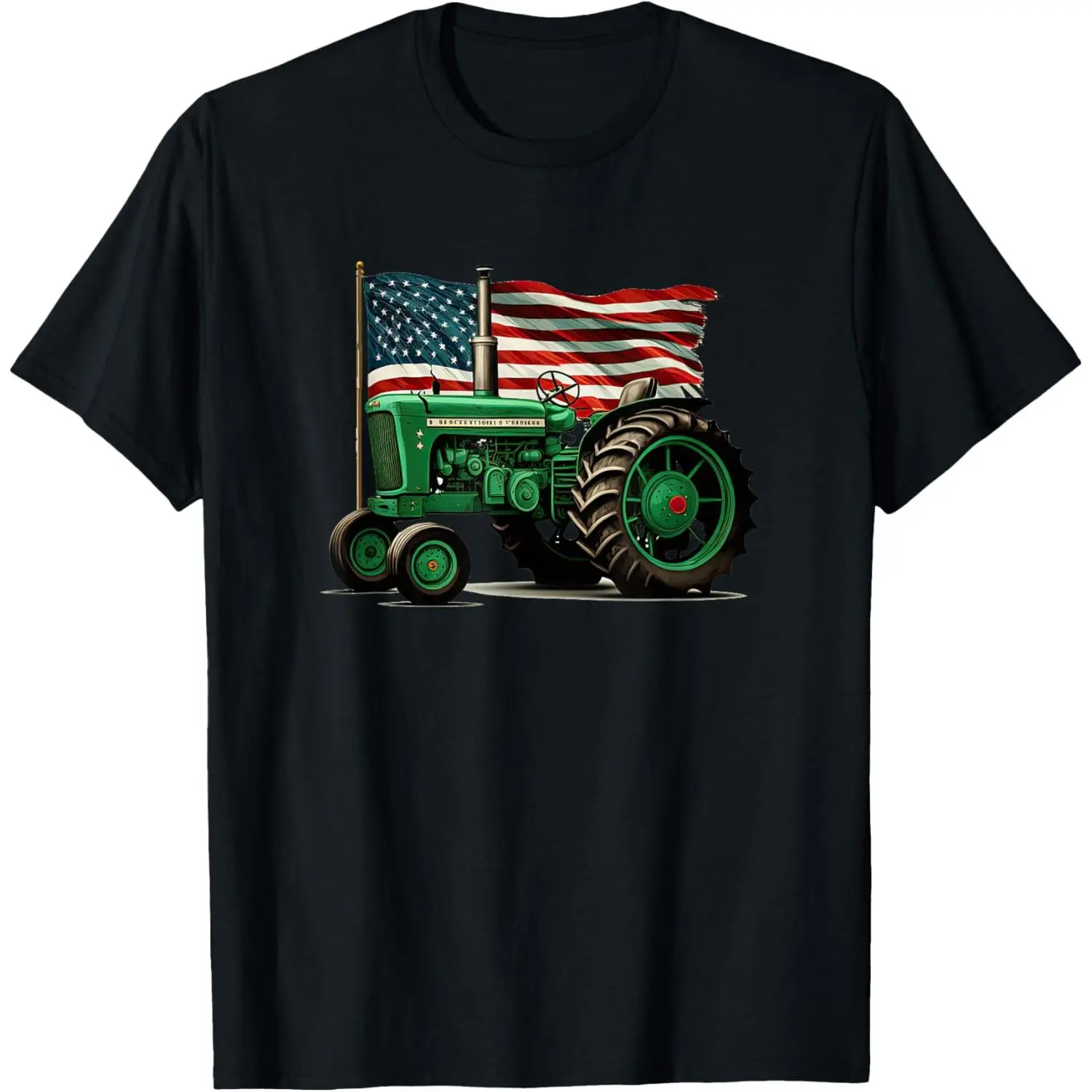 Farm Tractor American Flag Graphic T-Shirt, Agriculture Country Style Tee for Men Women, Soft Comfortable Cotton Shirt, Casual Short Sleeve Crew Neck Top, Outdoor Farming Streetwear Fashion, Verano Camiseta