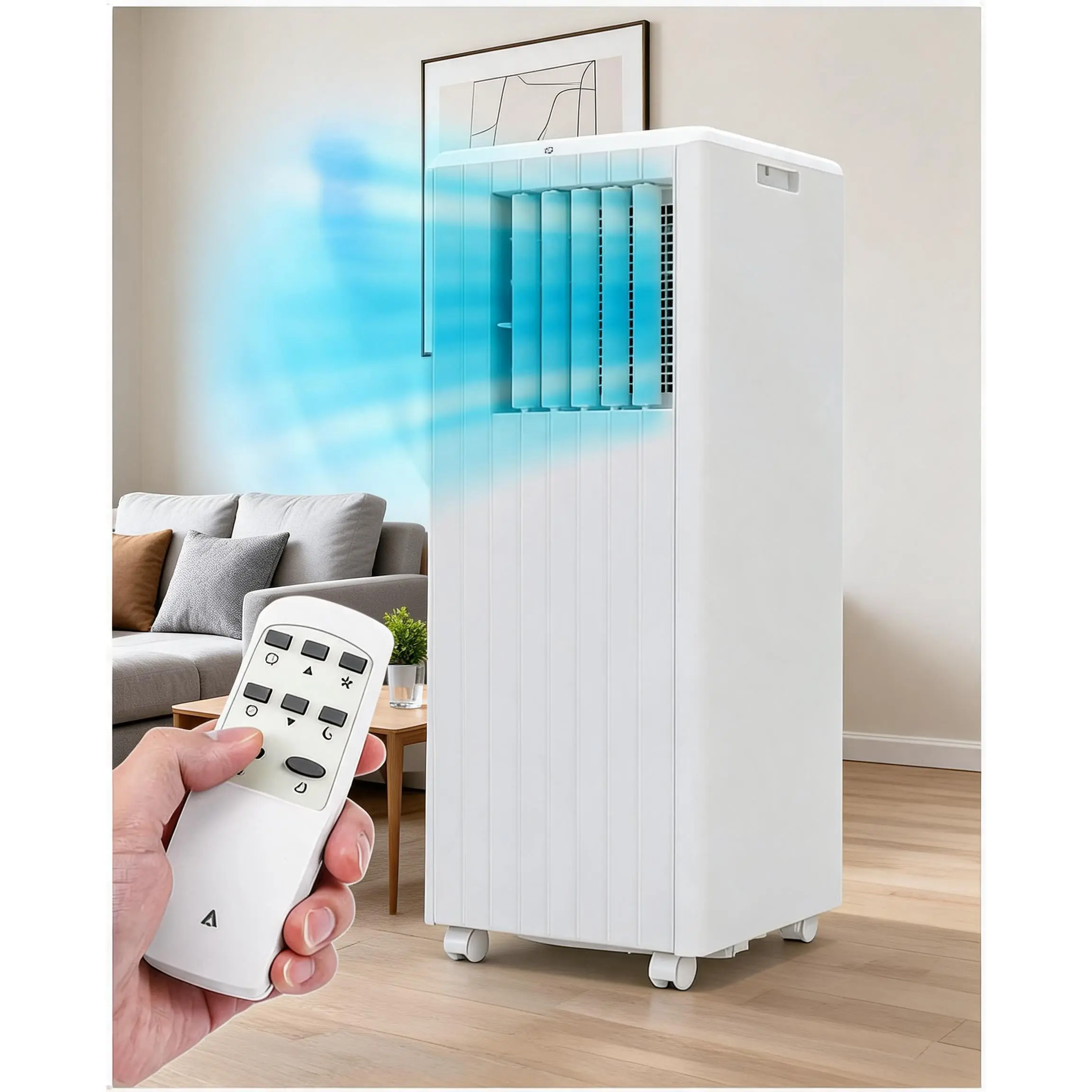 8,000 BTU Portable Indoor Air Conditioner - 4-in-1 AC Unit with Cool, Fan, Dehumidifier, Sleep Modes, Quiet Operation, 24H Timer, Remote Control, Cools Up to 350 Sq.Ft for Bedroom, Living Room, Indoor Use