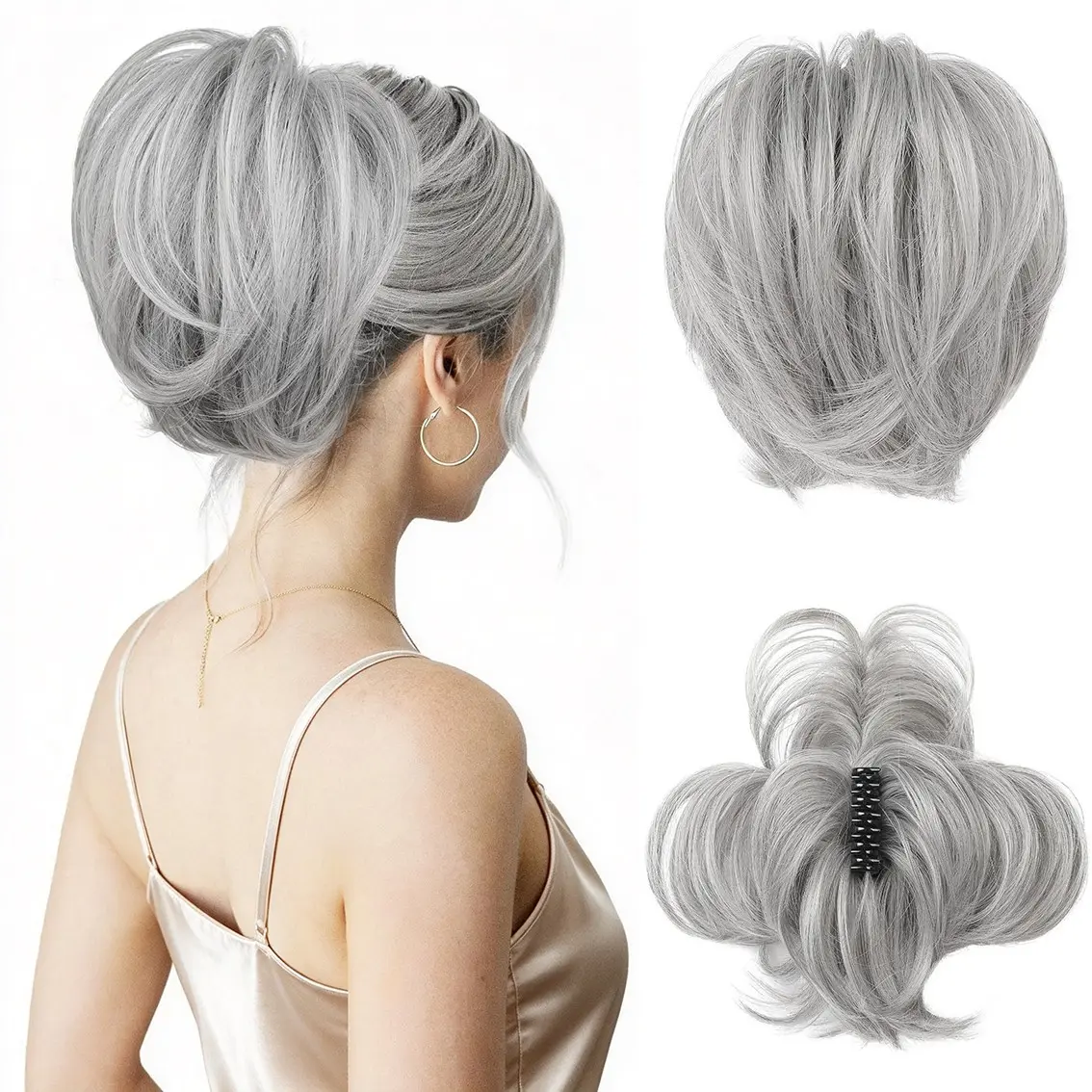 Natural Loose Synthetic Short Straight Clip-In Ponytail Wig, Lightweight High Heat Fiber, Versatile Daily Hair Accessory