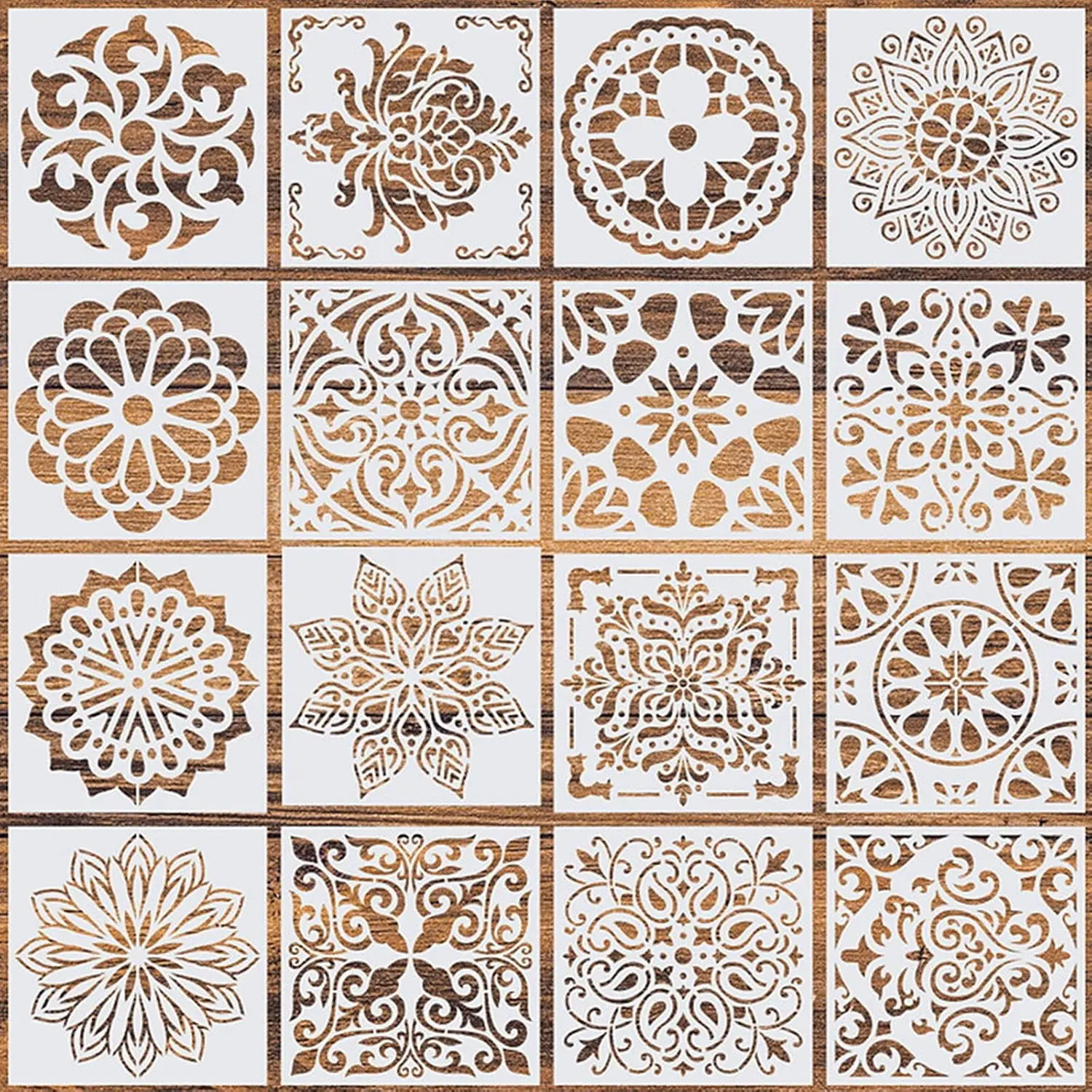 16 count Mandala Stencils, 6 x 6 Inch  Painting Templates for Crafts | , Smooth Edges, Geometric Layering Designs, Washable, for , Walls, Fabric, Floor, Window, Cards and Drawing