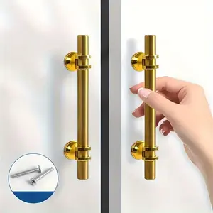 20 Polished Stainless Steel Cabinet Handles - Modern Minimalist Gold Door Handles, Corrosion-Resistant Drawer Pulls, with Installation Screws, Suitable for Cabin, Wardrobes, Dressers, Drawers, Trays, etc.