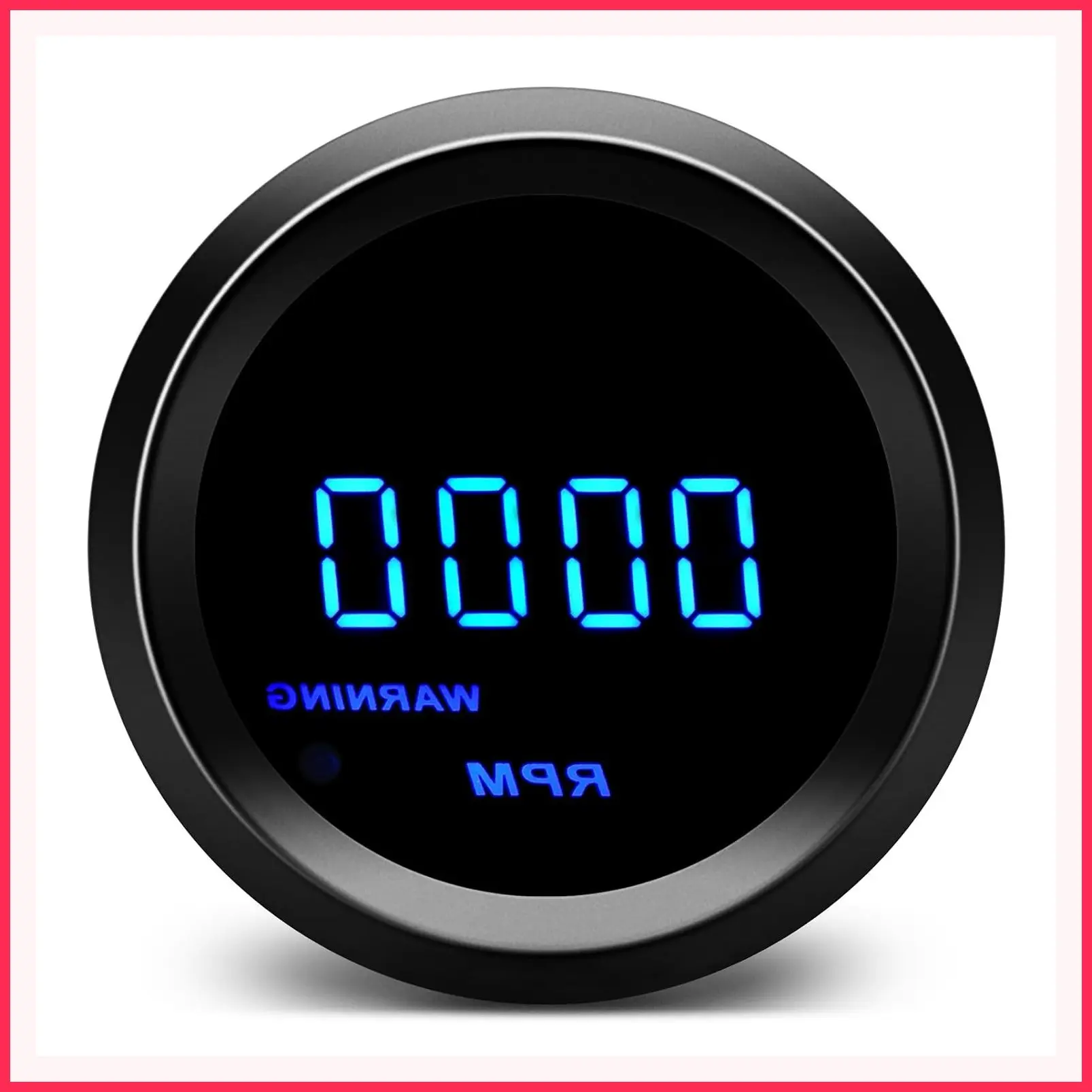 2" 52mm Blue Digital LED Tachometer RPM Gauge for 12V Car Auto 4 6 8 Gasoline Cylinder Black