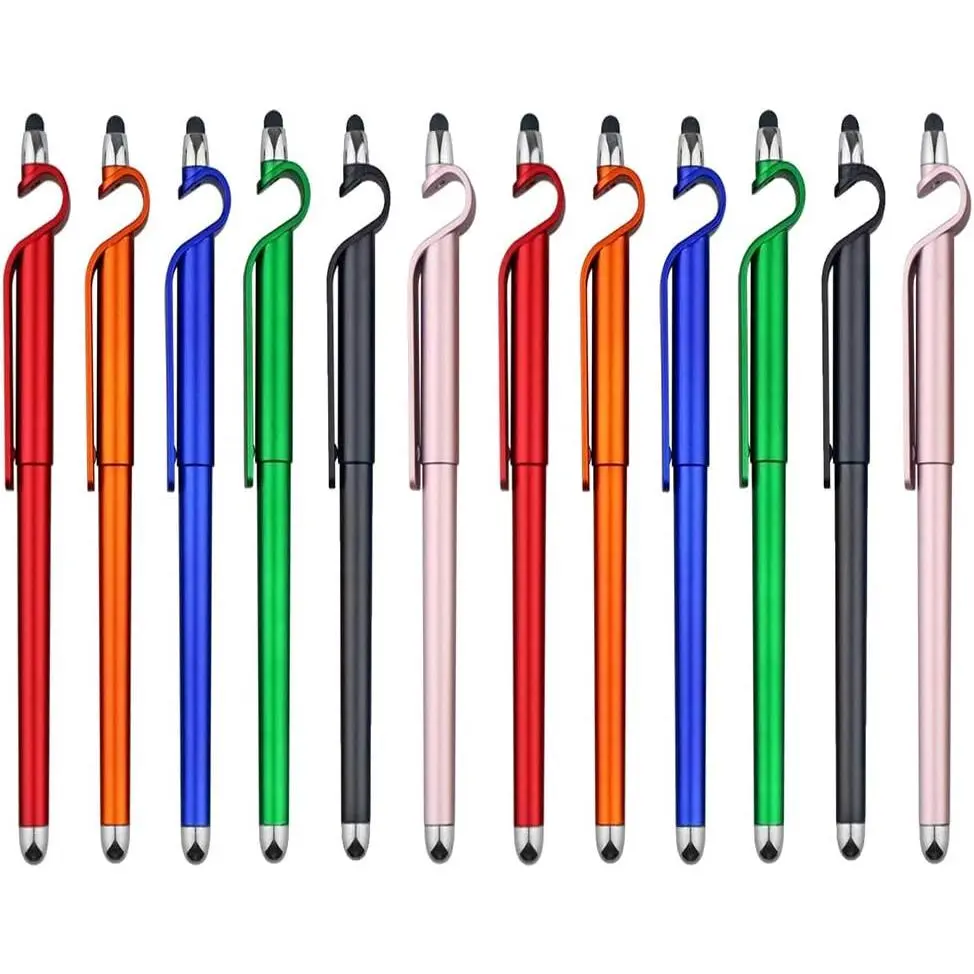 Stylus Pen,  12 count Multifunctional 3 in 1 Phone Holder + Capacitive Stylus + Ballpoint Pens, Mobile Phone Stand Stylus Pens for   Screen Device, Phones, Tablet and  (Style 2)