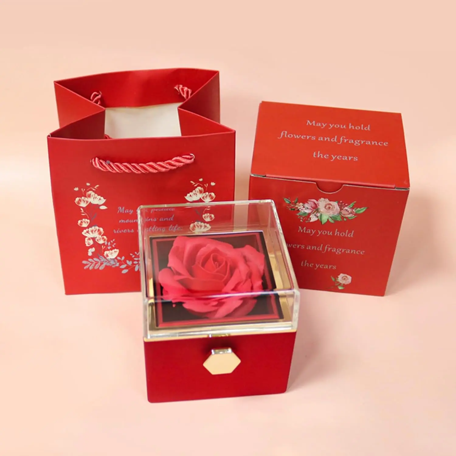 Romantic Gifts for Her Rose Ring Box  Box Artificial  Eternal Rose Box Anniversary Wedding Valentines Day Christmas Birthday Thanksgiving Gifts for Mom Wife Girlfriend Women