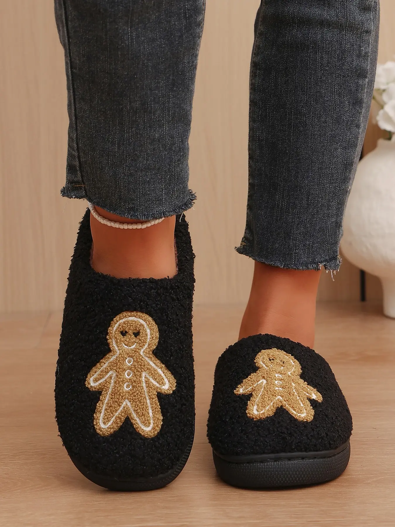 Women's Cartoon Print Cotton Slippers, Fall & Winter New Design, Indoor Home Footwear, Anti-Slip Warm Textile Shoes