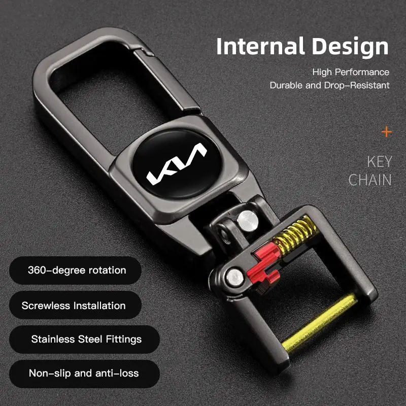 1Pcs Stainless Steel Car Keychain 3D Decoration Keyring Accessories Car Metal Keychain For KIA K5 K9 Sorento Ceed Sportage Carnival Stinger Forte Niro Cadenza Soul Cerato EV6 Stonic Cerato Telluride Proceed RIO Borrego Seltos Picanto