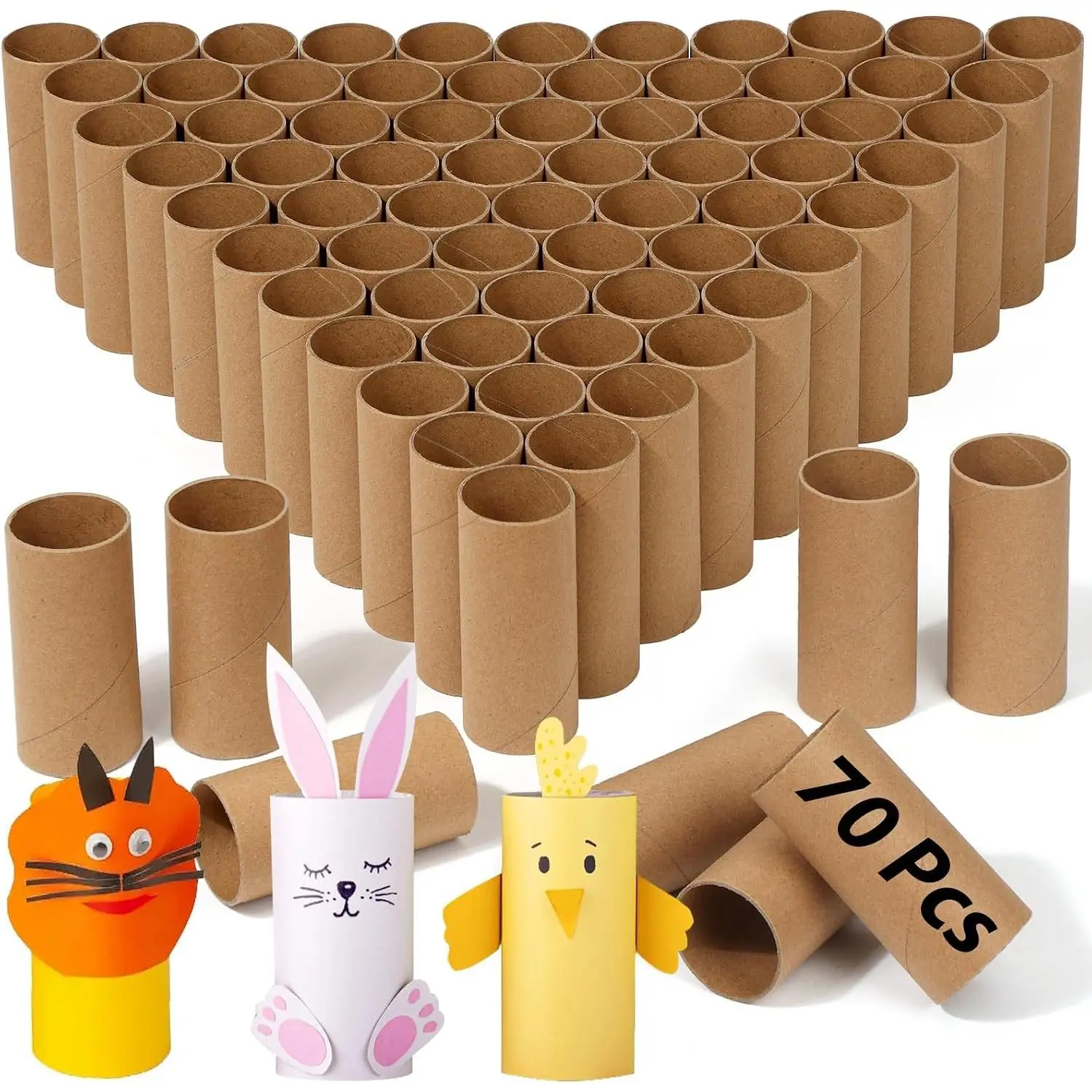70 Pieces Cardboard Tubes for Crafts, Brown Kraft Toilet Paper Rolls for Crafts - 1.5 x 3.2 Inches Strong and Pressure-Resistant Tubes for Crafts Supplies Painting DIY Art