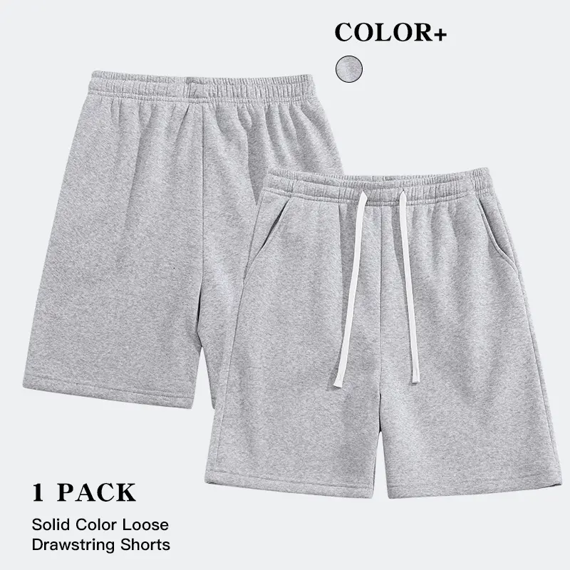 Men's Basic Lounge Shorts, Minimalist Solid Color Polyester Bottoms with an Elastic Drawstring Waist and Deep Pockets for Casual Wear