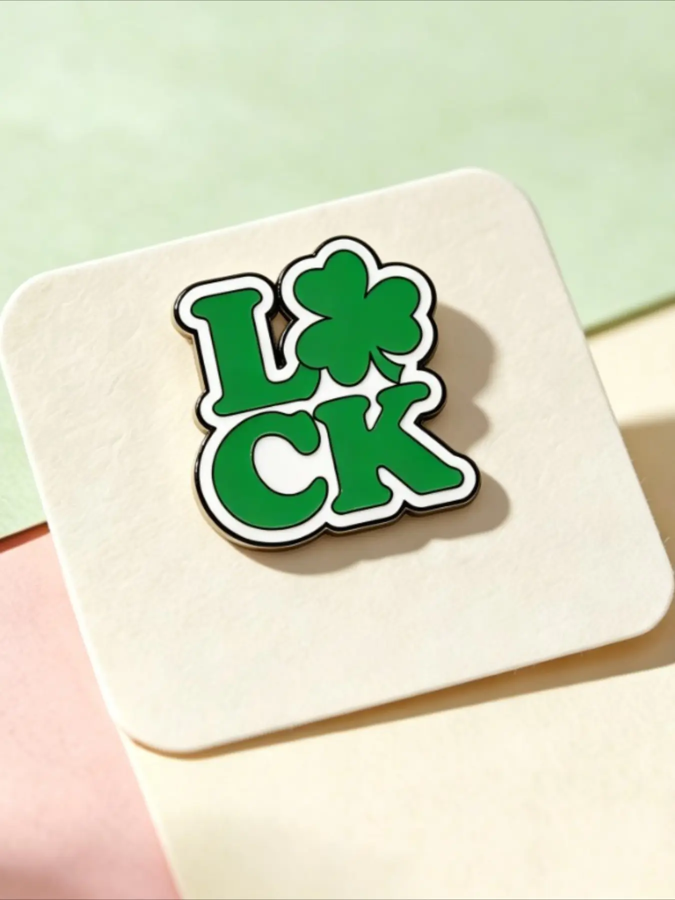 LUCKY Letter Shamrock Enamel Pin, Green Three Leaf Clover St. Patrick's Day Lapel Badge, Irish Lucky Symbol Brooch for Backpack Jacket, Holiday Lucky Charm Gift