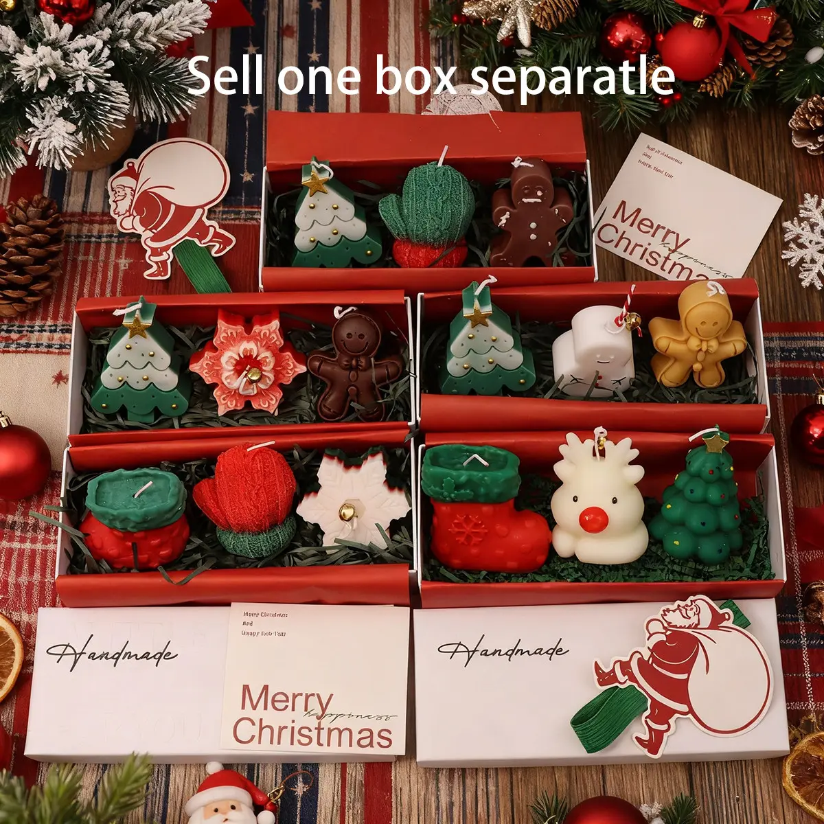Christmas Theme Scented Candle Gift Box, Elegant Packaging, Perfect for Holiday Atmosphere, Ideal Small Gifts for Friends and Family