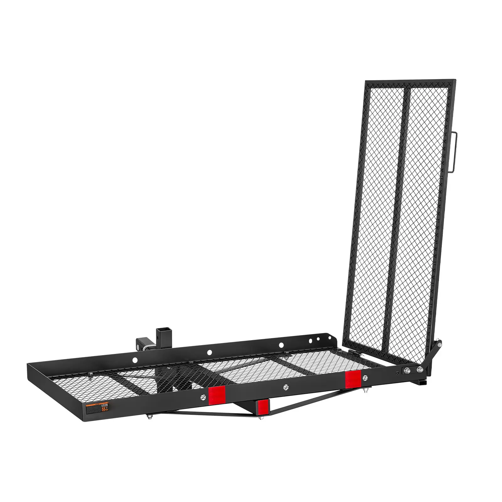 Hitch Mount Wheelchair Carrier Height Adjustable, 500LBS Steel Mobility Scooter Carrier Cargo Basket with Folding Ramp & Stabilizer Kit, Fits 2" Hitch Receiver for Truck SUV Car, 46.1" x 26.8"