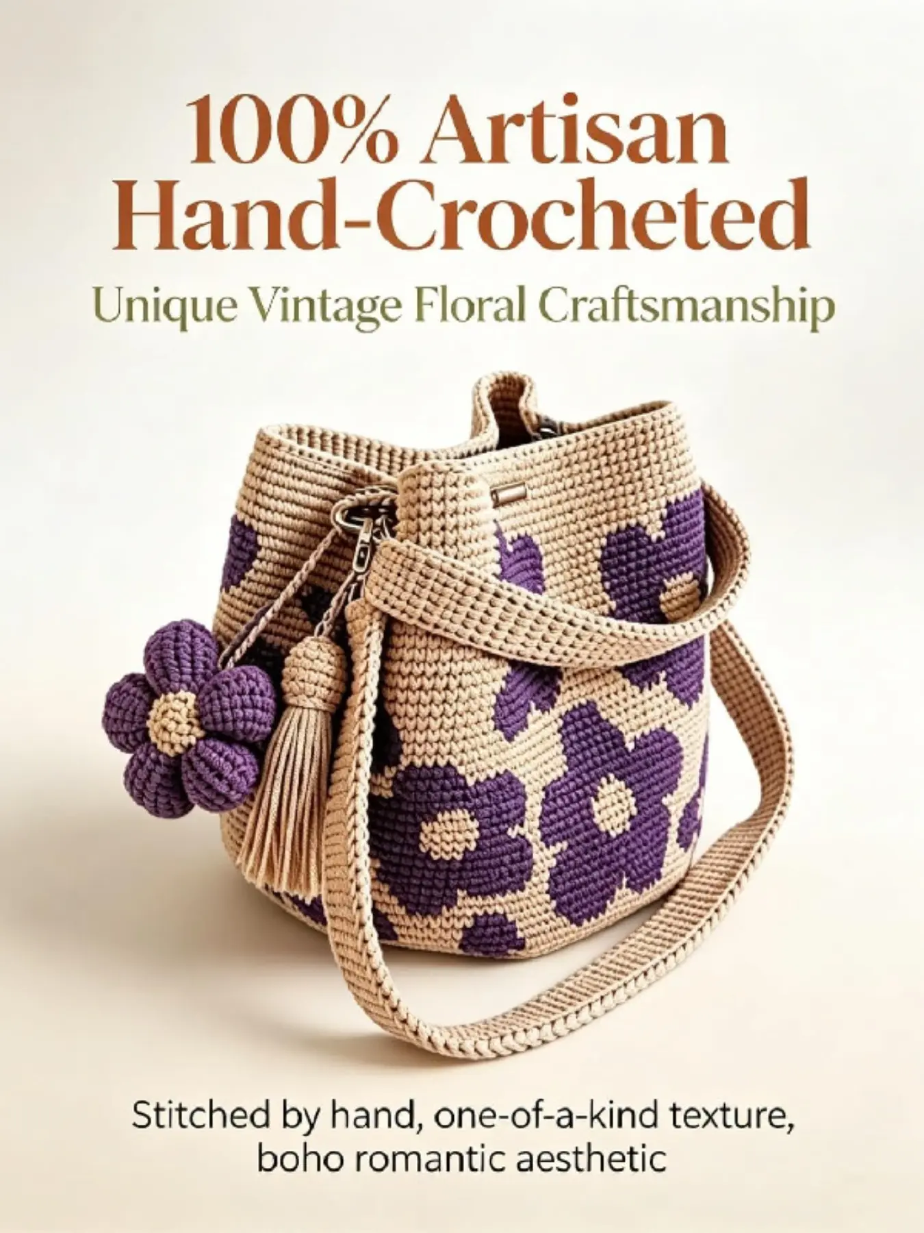 Handmade Crochet Flower Bucket Bag, Women's Mesh Knit Shoulder Bag, Cute Floral and Fringe Decor, Large Capacity, Fashionable, All Seasons, Aesthetic Shoulder Handbag