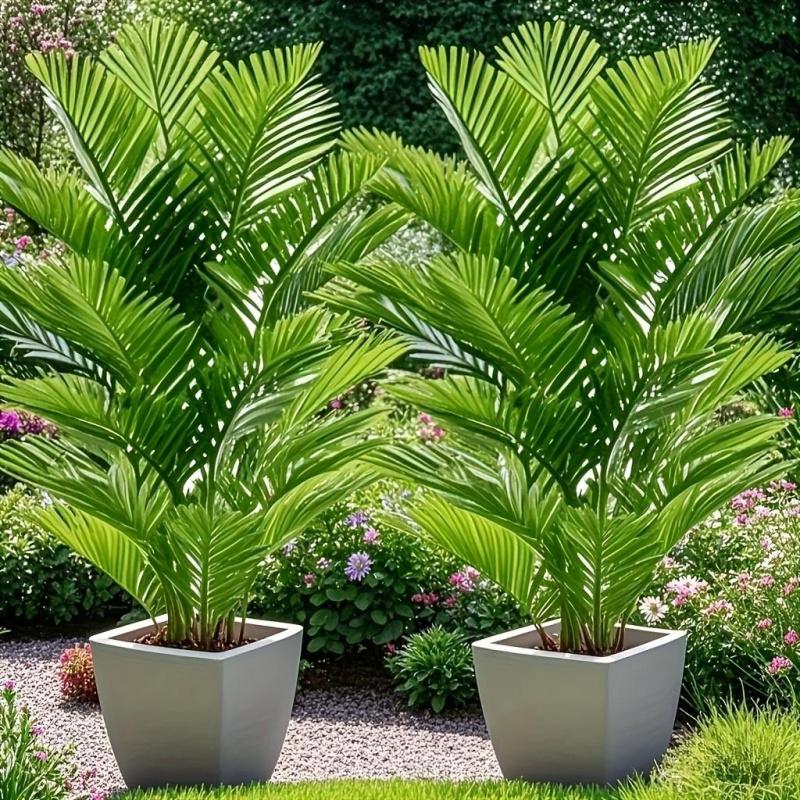 2pcs Large Lifelike Tropical Palm Artificial Plants - Vibrant Green Leaves, Suitable for Indoor/Outdoor Decor, Garden, Patio, Poolside, Christmas, Thanksgiving, Father's Day, Holiday Decoration, Ornamental Foliage without Pot, Best for Christmas, Perfect