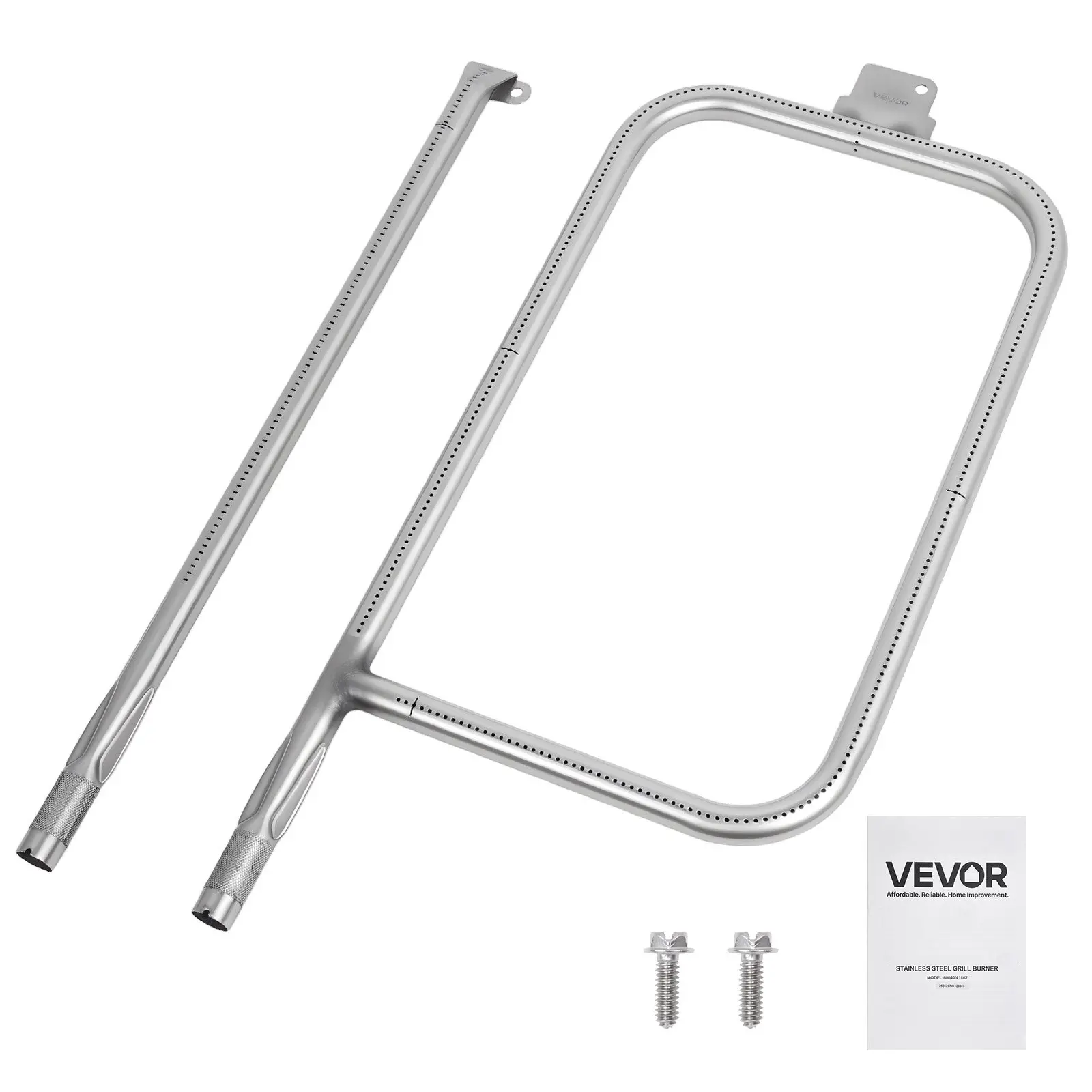 VEVOR Grill Burner Tube for Weber Q3200, Q300 (2013 & earlier), Q320, Q3000 (2014 & newer), 23.75 inch 304 Stainless Steel Tube Burner for Weber 404341, 57060001, 586002, Replacement Part 60036, 8038