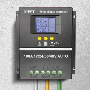 100A MPPT Solar Charge Controller Solar PV Battery Charger LCD Display Auto Solar Charge Controller Dual USB 12V 24V 36V 48V for Solar Panel