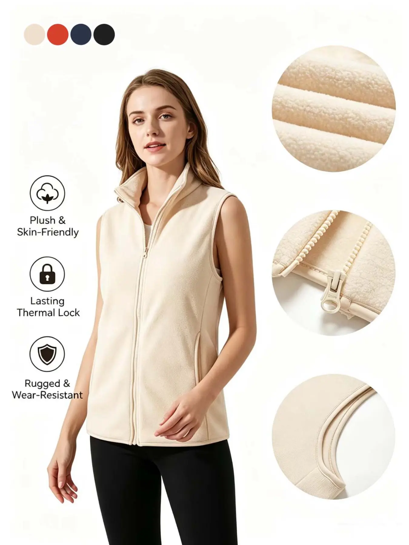 Single Piece Polar Fleece Vest, Loose Fit Versatile Soft Skin-Friendly Basic Couple Style, Fall Winter Layering Tank Top