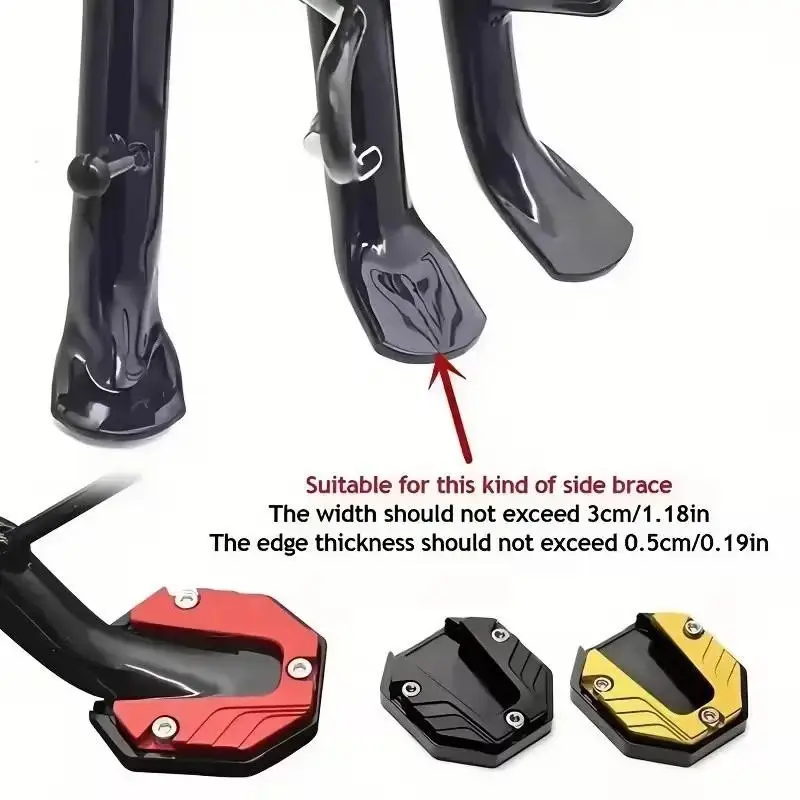 Motorcycle Side Stand Accessories, Aluminum Alloy Footboard, Durable Large Auxiliary Side Kick Block, Non-Slip Edge, Motorcycle Modification Parts