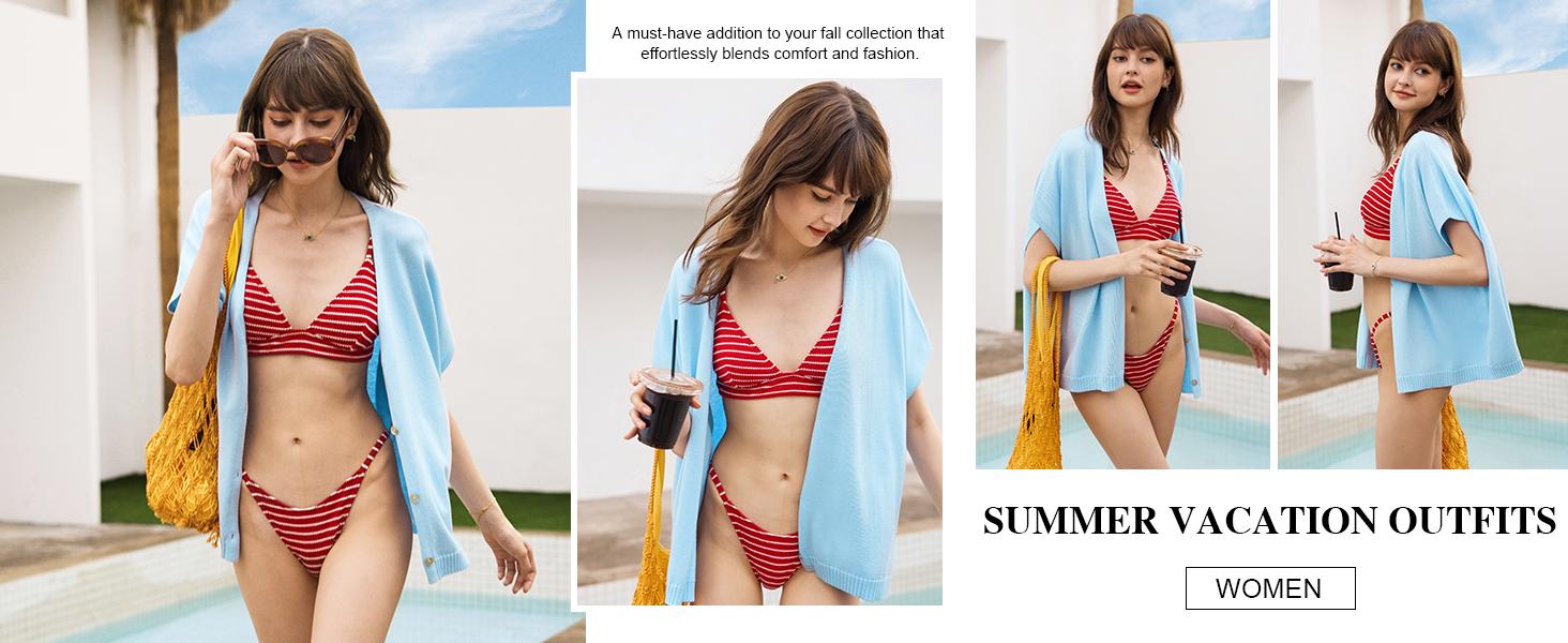 Saodimallsu Womens Fall Oversized Cardigans Batwing Short Sleeve Lightweight Button V Neck Casual Knit Sweater Tops