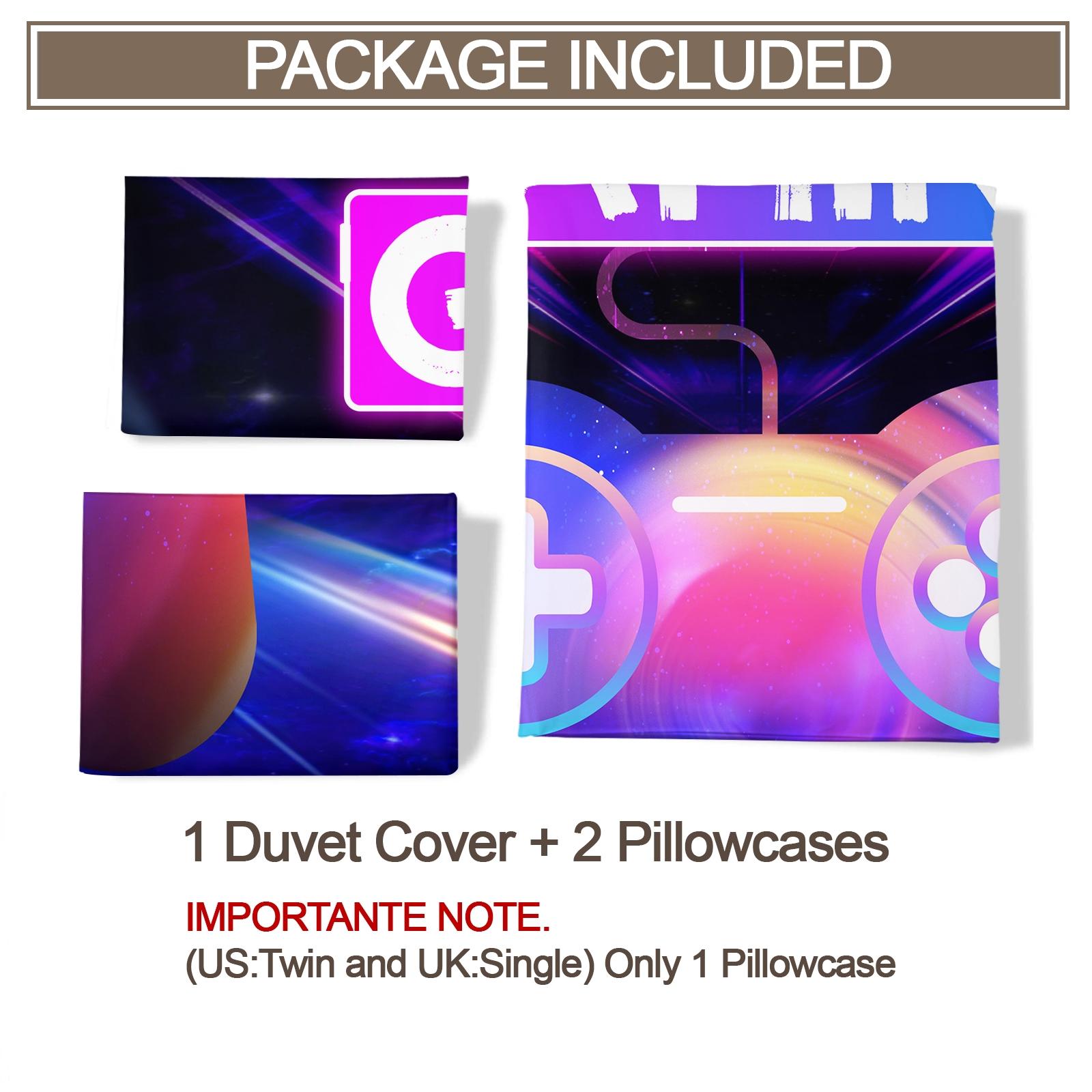 Cool Gaming Controller Pattern Sheet Set with Pillowcase, Soft Polyester Fiber Bedding, Zipper Closure, Breathable, All Seasons Use