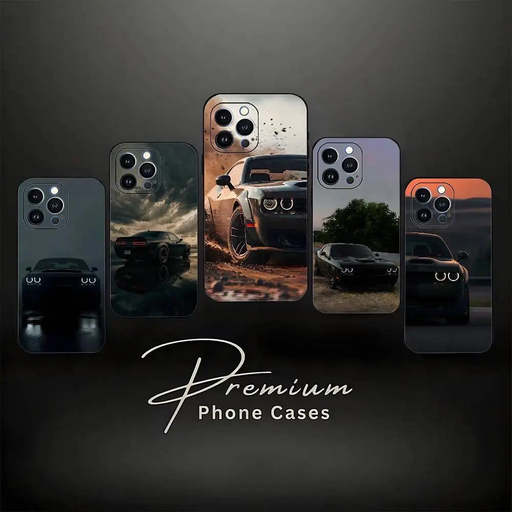 Dodge Challenger SRT Car Phone Case For iPhone 11-17 Pro Max/Plus & Samsung Galaxy S23-S25 Soft Silicone Black Cover Shockproof Protective Case