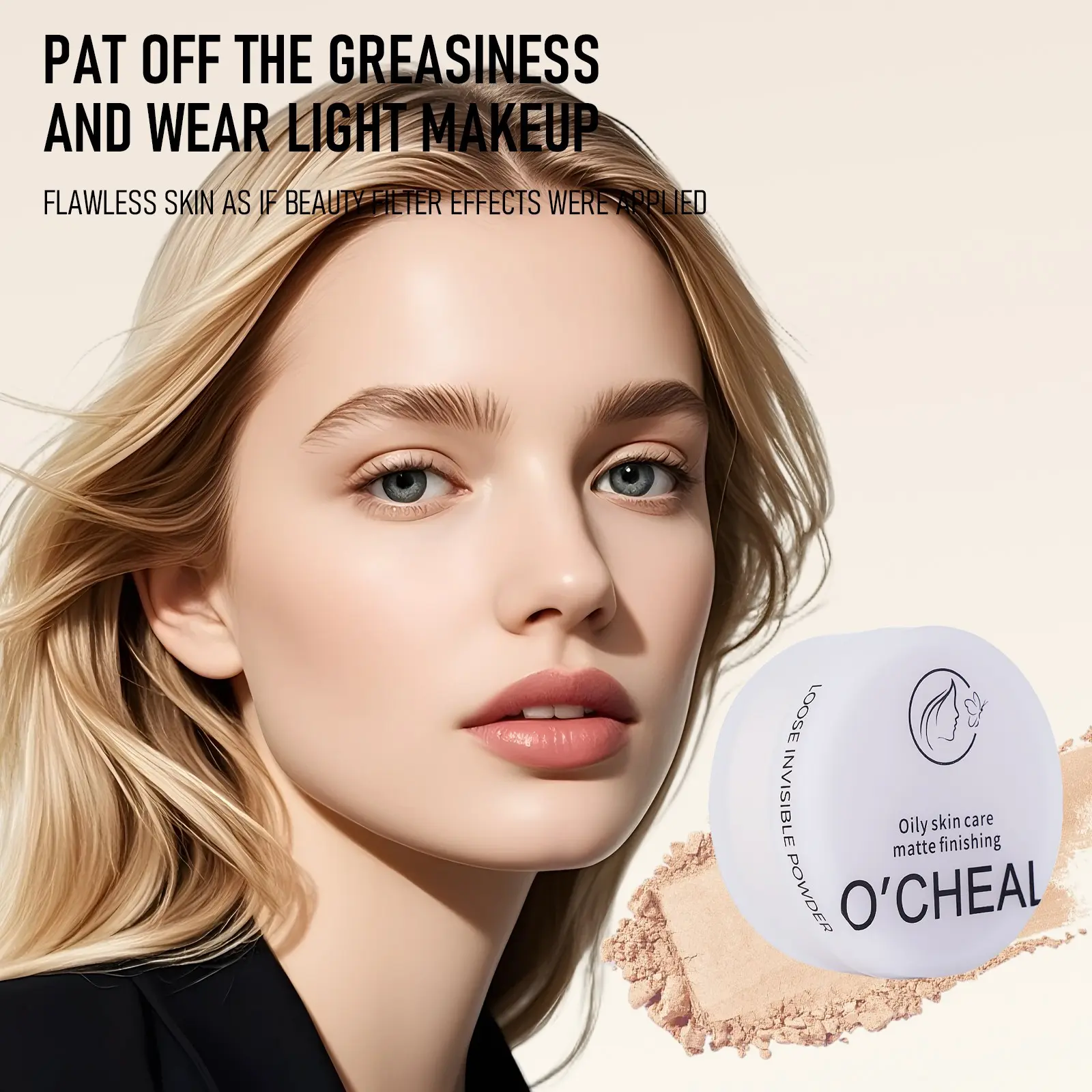 Matte Setting Powder, Transparent Finishing Powder, Lightweight and Fine, Breathable Oil-Control Powder, Long-Lasting Waterproof Sweatproof Blotting Powder