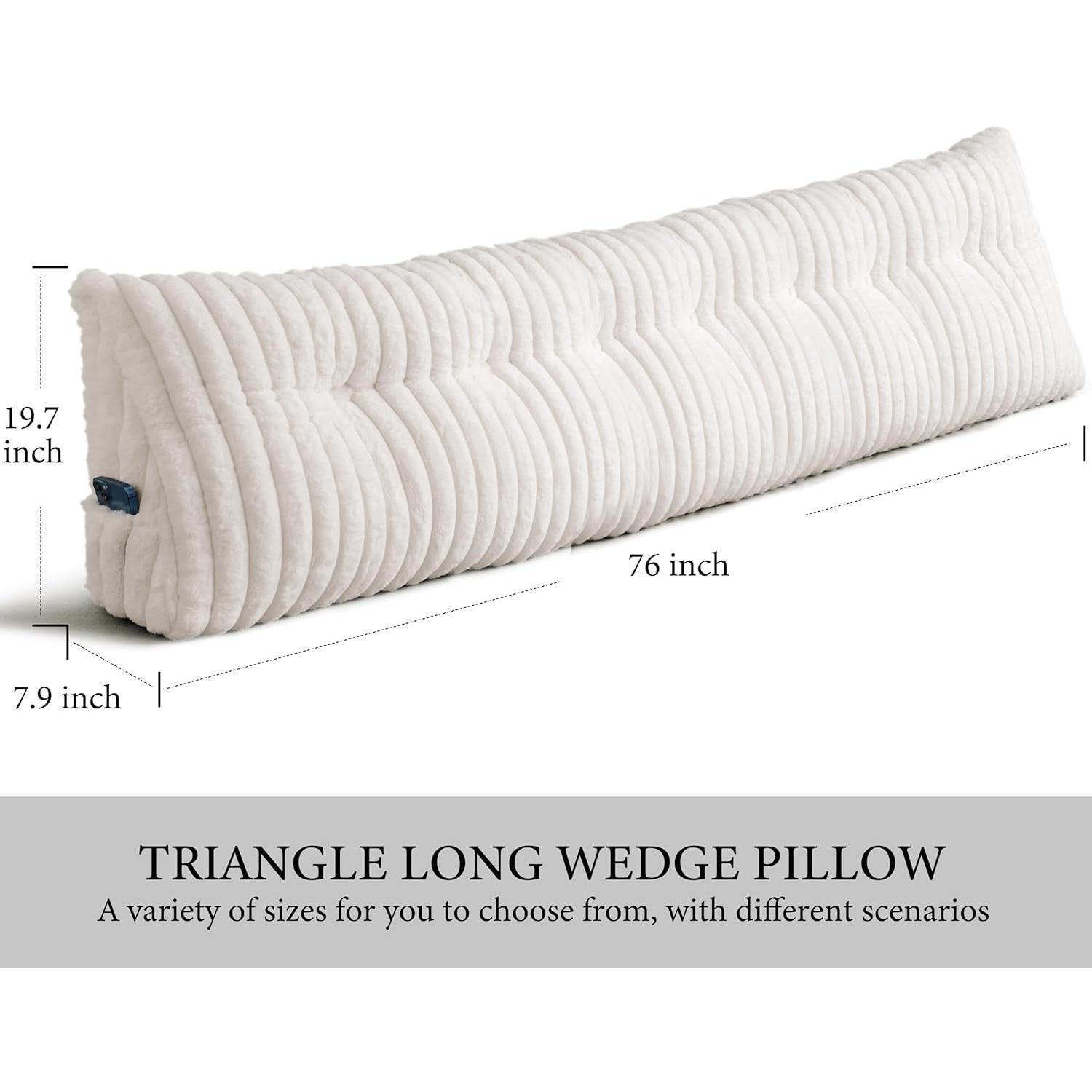 Headboard Pillow , Triangular Wedge Pillow Headboard , Cushion Headboards Reading Pillows, Backrest Pillows for Sitting in Bed or Working with Removable Cover, Beige