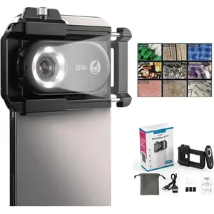 200X Phone Microscope Lens with CPL Filter & LED Light, Anti-Glare Pocket Macro Camera Attachment for iPhone & Android, Ideal for Coin Collecting, Jewelry Appraisal & STEM
