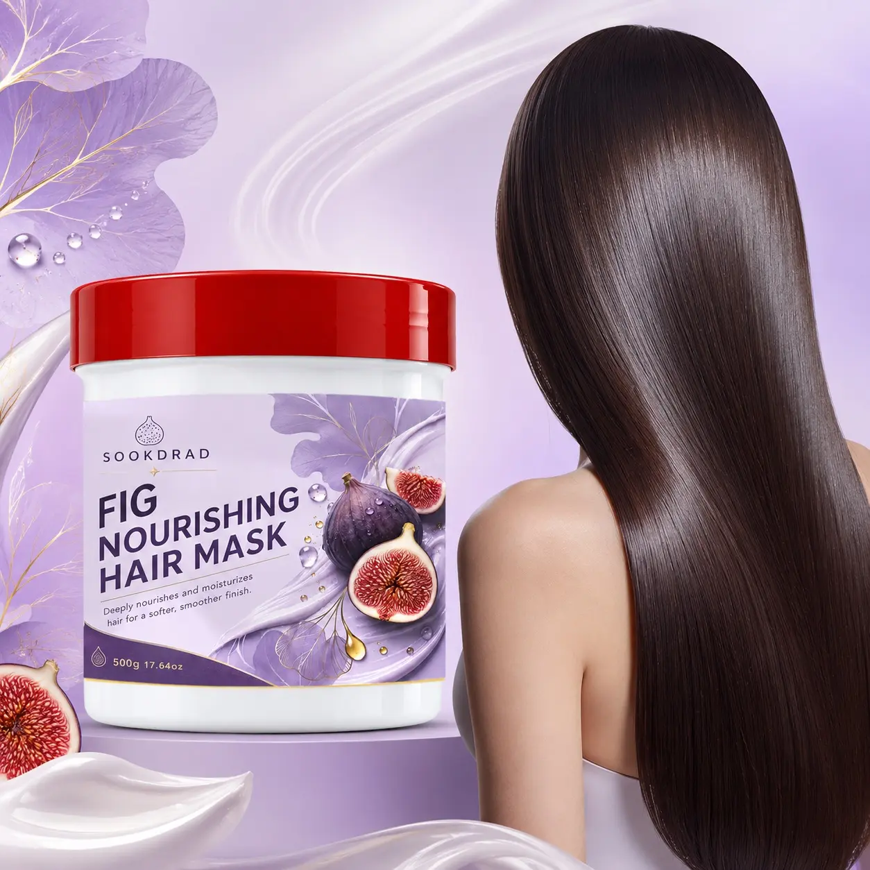 Fig Nourishing Hair Mask, fig, deeply nourishes, moisturizes, for hair, 17.64oz, soft finish, smooth finish, 500g