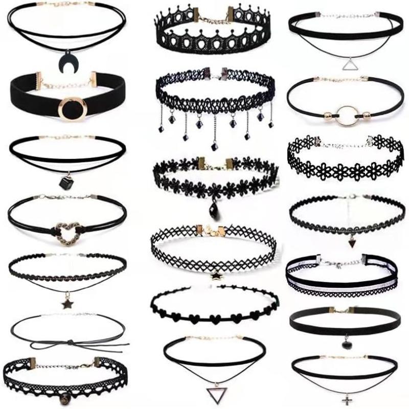 20 pieces of velvet choker necklaces, tattoo lace gothic classic black necklaces, collarbone chains, women's Y2k necklaces, jewelry gifts.