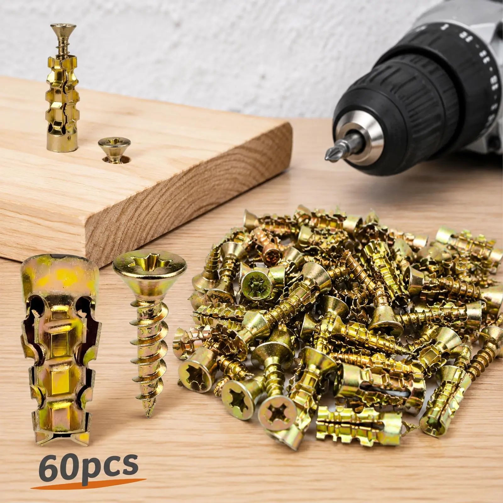 40-Pcs Zinc-Plated Steel Self-Drilling Anchors Screws Set - Heavy Duty Drywall Fixer Expansion Bolt Kit for Drywall, Gypsum Boards (Kitchen Specialty Fastening Solution)