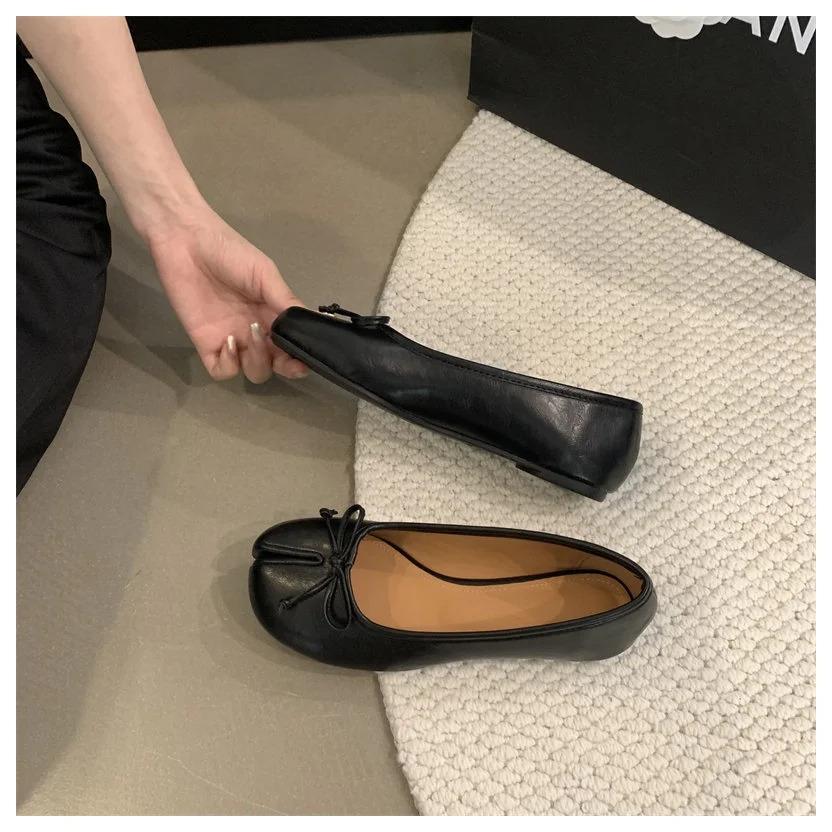 New Women Flats Soft Ballet Shoes Slip On Loafers Soft Moccasins Tabi Ninja Casual Shoes Mujer Ladies Shoes Bow Knot Mujer