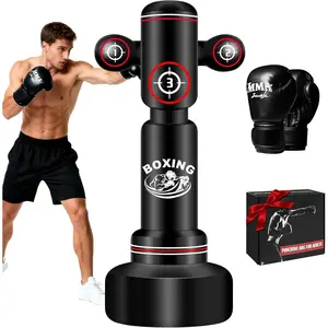 Freestanding Punching Bag with Gloves, 70'' Heavy Boxing Bag with Stand for Adult Teens Men Women, Inflatable Kickboxing Bag for Beginners Training MMA Muay Thai Fitness