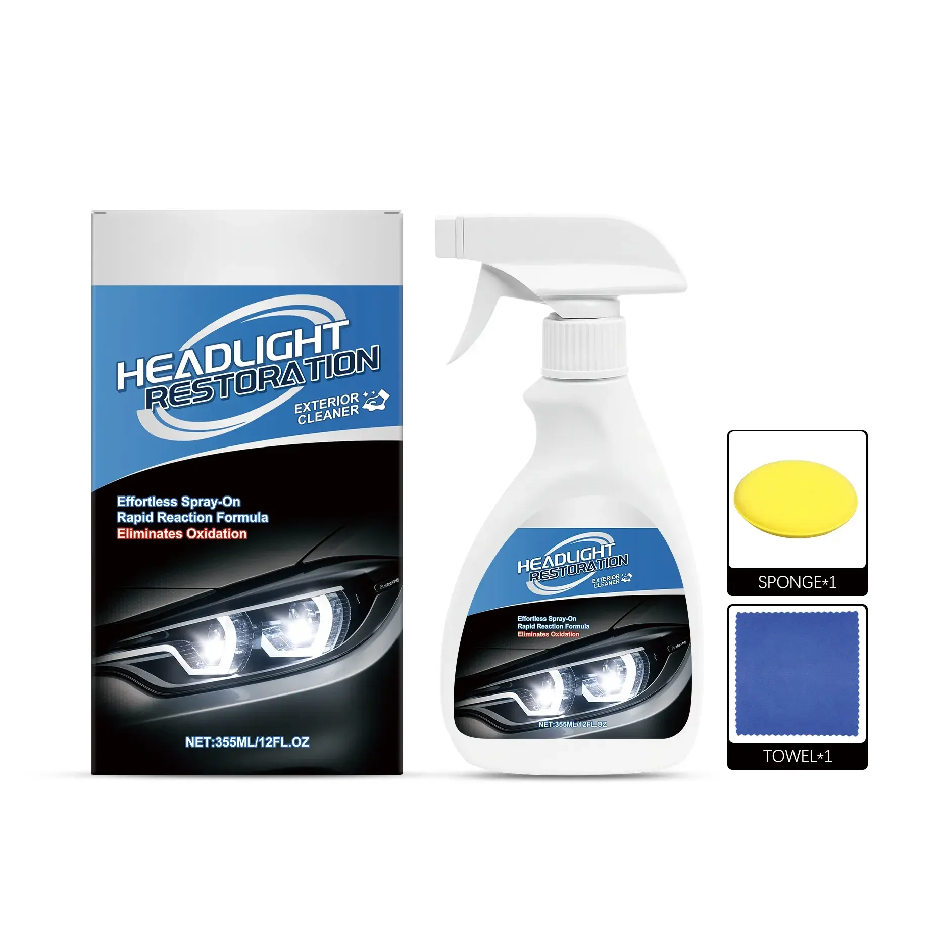 Car Headlight Care Spray - Polytetrafluoroethylene Formula, Oxidation Cleaning Liquid for Lamp Surface, Repairs Headlights, Restores Original Luster, Increases Visibility, Enhances Night Driving Safety