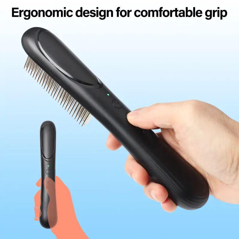 Premium Flea Comb for Long Haired Cats and Dogs - Rechargeable Pet Grooming Tool with Stainless Steel Teeth - USB-C Charging