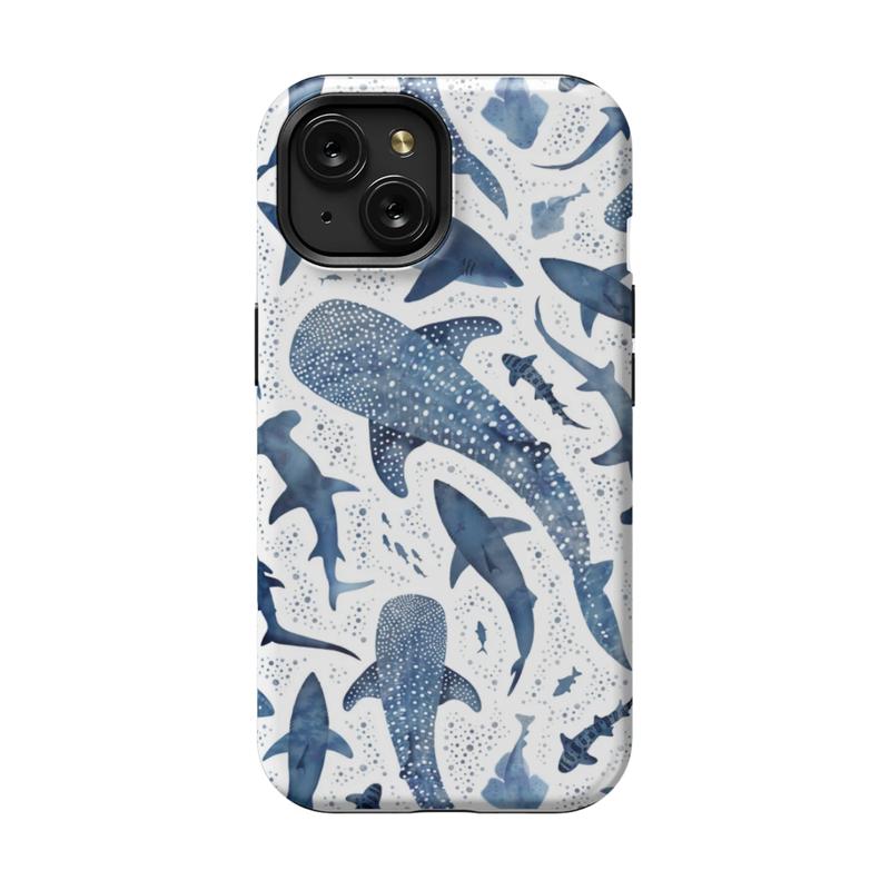 Ocean Shark Pattern iPhone Case – Marine Wildlife Design, Cover For Iphone 17, 14pro, 16promax