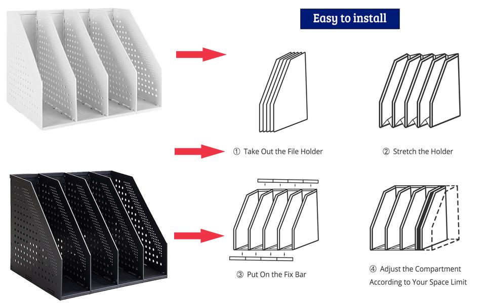 Collapsible Magazine File Holder with 4 Compartment Plastic Binder Folder for Desk Hollow Documents Foldable Organizer Desktop Files Cabinet Shelf Frames Divider Rack Display and Storage Collapsible Magazine File Holder with 4 Compartment Plastic Binder Folder for Desk Hollow Documents Foldable Organizer Desktop Files Cabinet Shelf Frames Divider Rack Display and Storage
