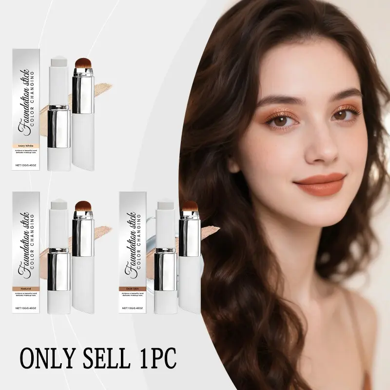 2-in-1 Color-Changing Foundation Liquid Stick Lasting Concealer Lightweight Moisturizing Brightening Matte Natural Base Makeup