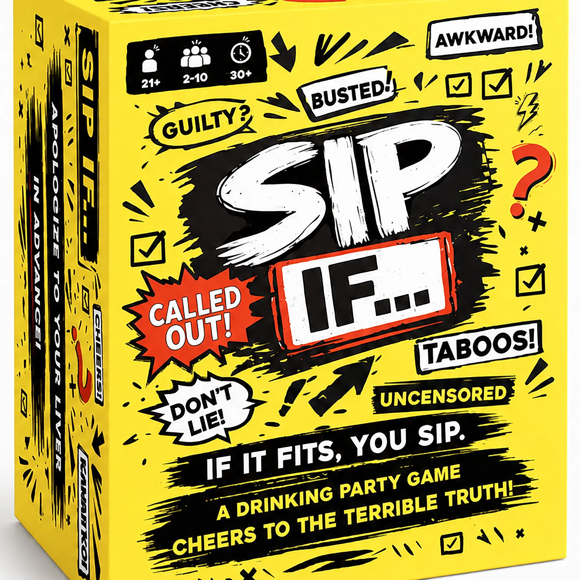 Sip If... Drinking Games, 270 Cards with 520 Prompts & 10 Blank Cards, Funny Party Drinking Card Game for Adults, Pregame, Game Night, Bachelorette & 21st Birthday