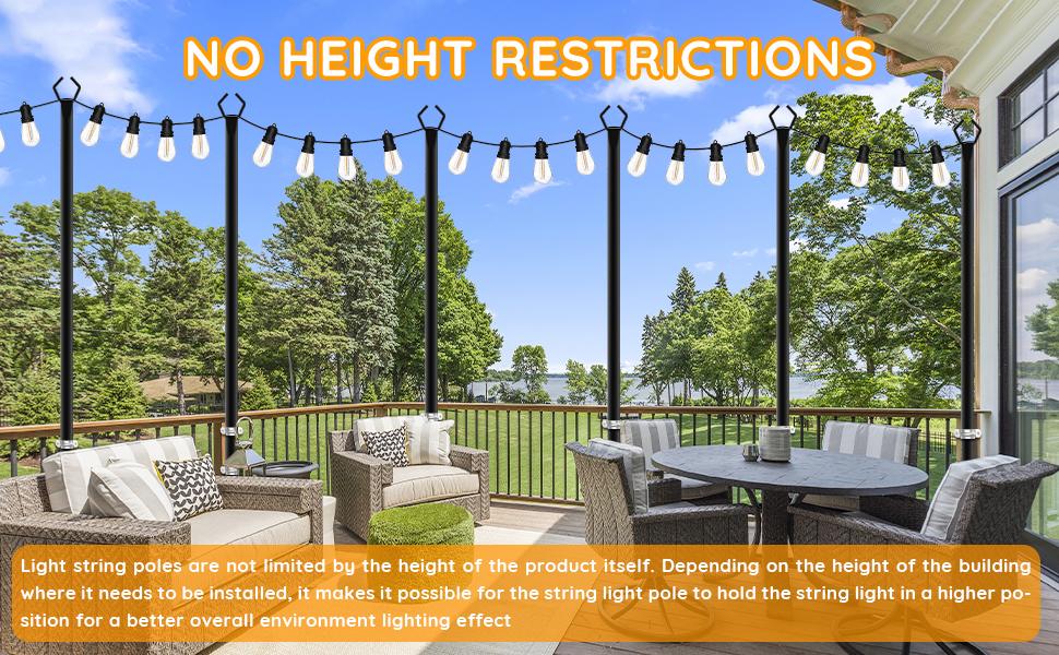 4-8 Pack String Light Poles, Outdoor String Light Pole 10ft Forked Metal Light Pole with Adjustable Outdoor Light Stand, Deck, Backyard, Garden, Wedding, Rustproof and Sturdy with Hooks 4-8 Pack String Light Poles, Outdoor String Light Pole 10ft Forked Metal Light Pole with Adjustable Outdoor Light Stand, Deck, Backyard, Garden, Wedding, Rustproof and Sturdy with Hooks