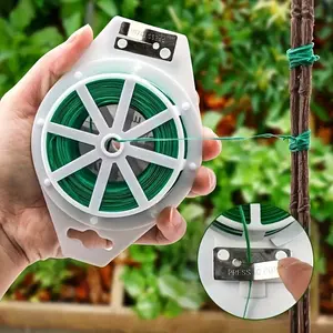 100m Garden Plant Tie with Cutter, Durable Pe Twine for Climbing Vegetables Vines, Outdoor Gardening Support String